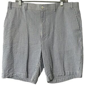 Greg Norman Men's Golf Shorts Blue/White Striped Seer Sucker Size 38 EUC